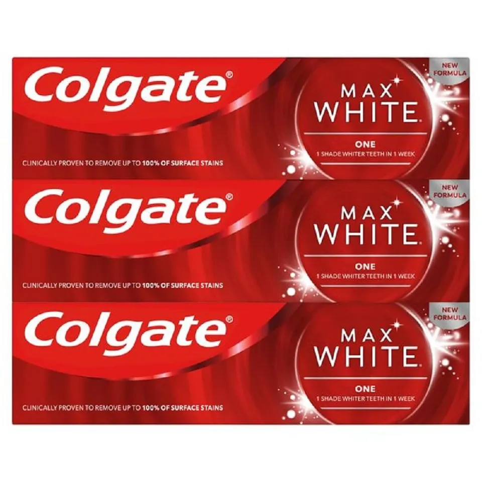 colgate-max-white-white-zahnpasta-3x75ml-aufhellend-fluorid image 1