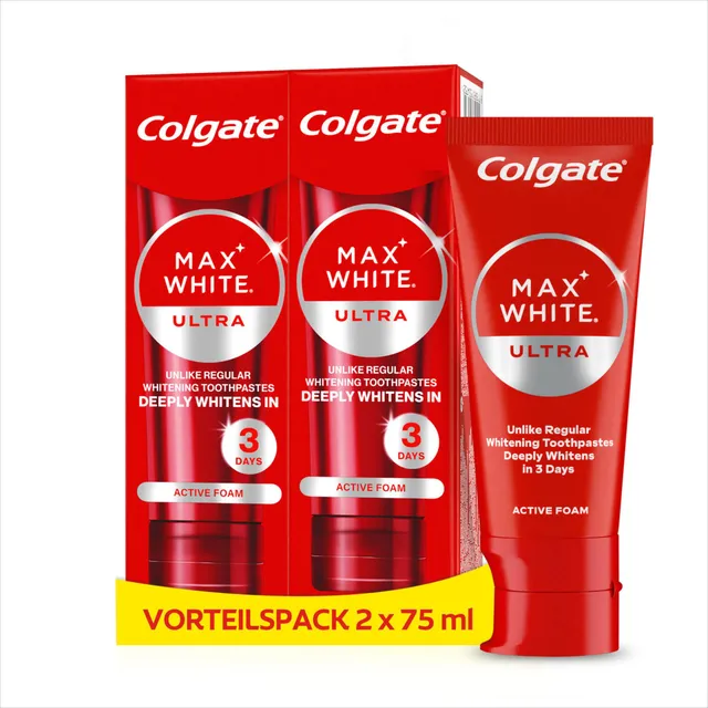 colgate-max-white-ultra-zahncreme-2x75-ml-schaum image 1