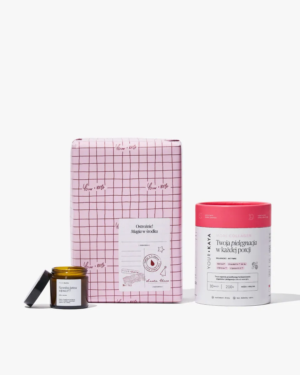 your-kaya-more-collagen-geschenkset-mit-duftkerze-rose-himbeere image 1