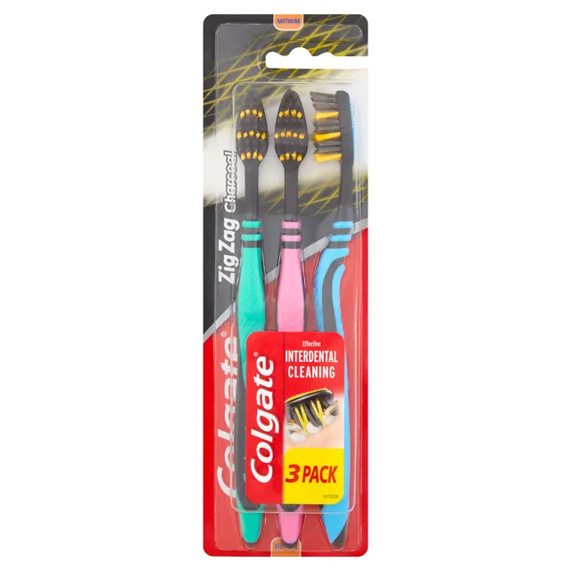 colgate-zigzag-zahnb-rste-medium-schwarz-3er-pack-kohle image 1
