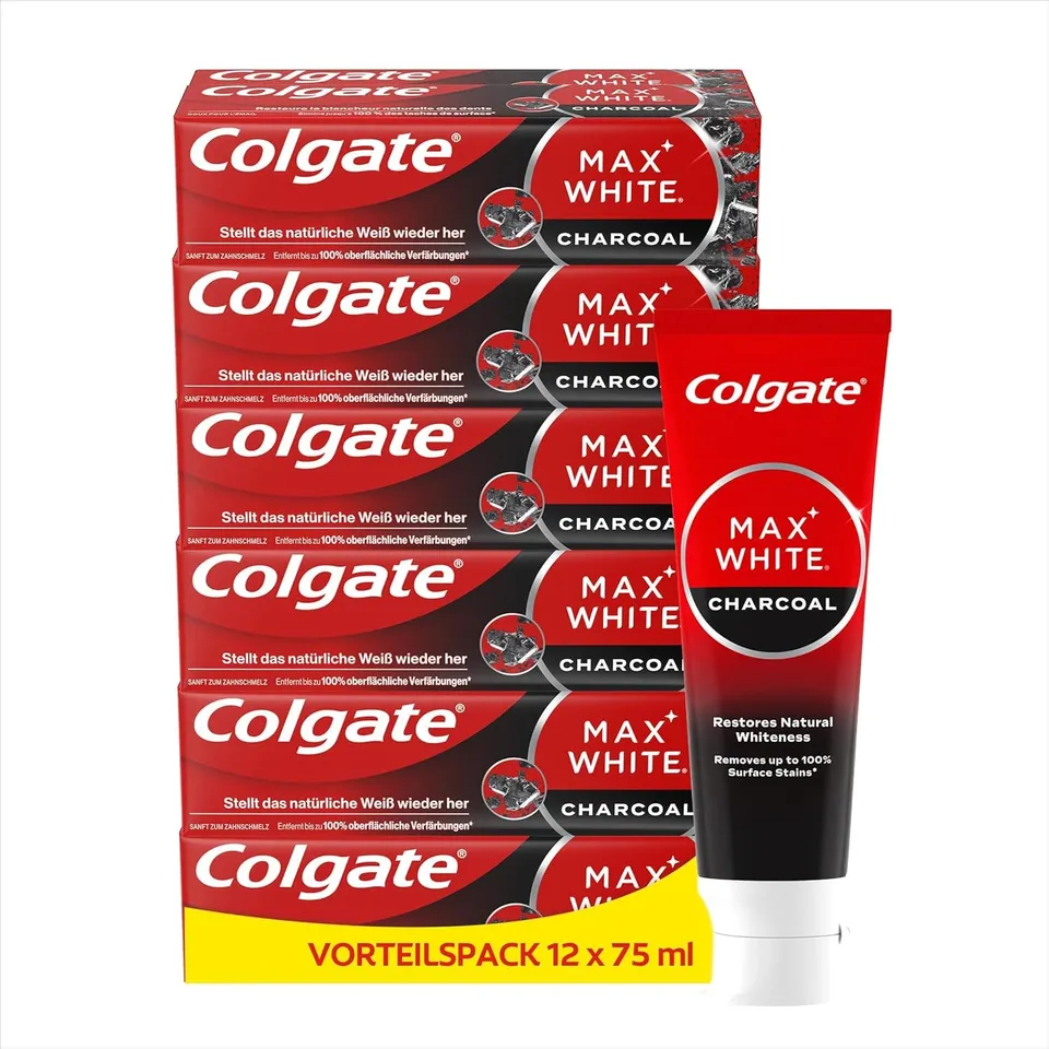 colgate-max-white-charcoal-zahnpasta-12x75ml-aktivkohle image 1